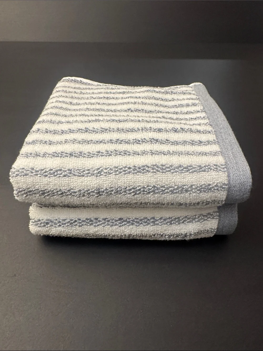 8pc Eco-Melange Striped Bath Towel Set - Waterless Coloring-Absorbent-White/Blue
